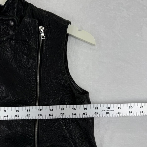 Alexander Wang Black Cropped Moto Leather Asymmetrical Zip Vest Womens Sz 0 - Picture 9 of 11